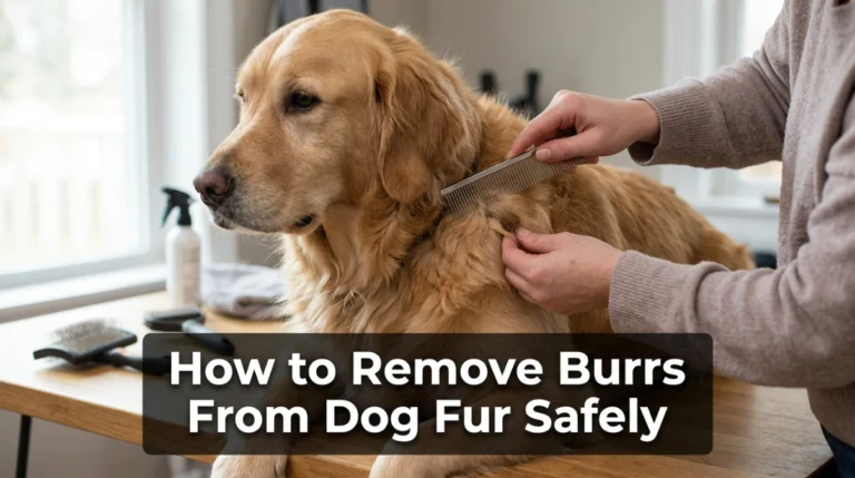 Dog grooming burr removal safely with metal comb