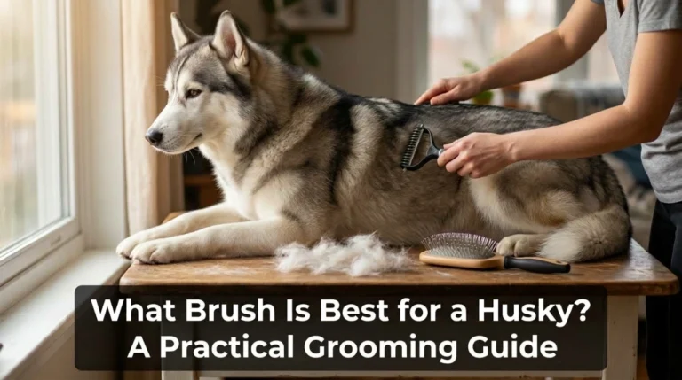 Siberian Husky groomed with an undercoat rake for a guide on what brush is best for a Husky