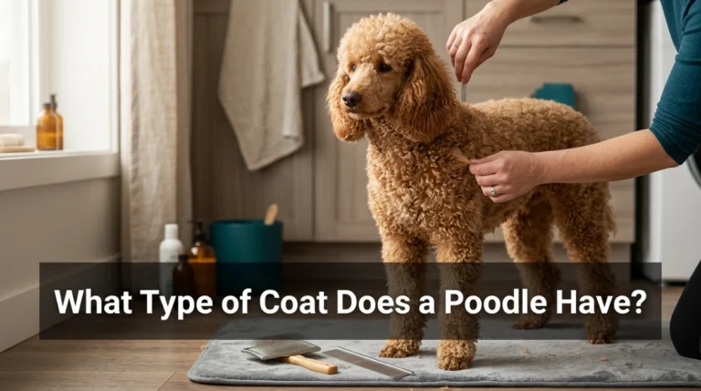 What Type of Coat Does a Poodle Have? Adult Poodle showing its dense curly coat.