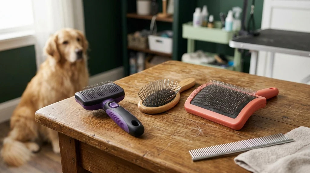 dog-brush-models-retractable-fixed-pins-photo