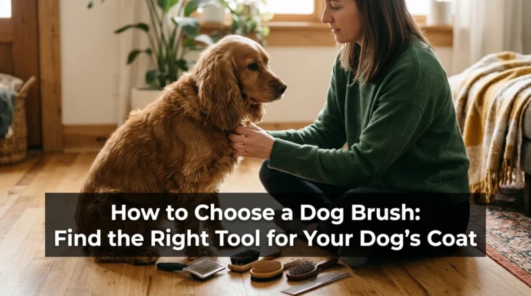 Dog owner comparing grooming brushes while learning how to choose a dog brush for coat type
