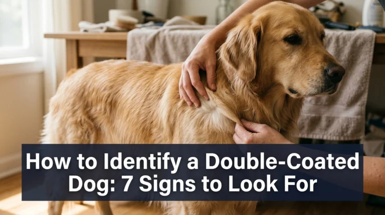Golden Retriever with parted fur showing the dense undercoat of a double-coated dog.