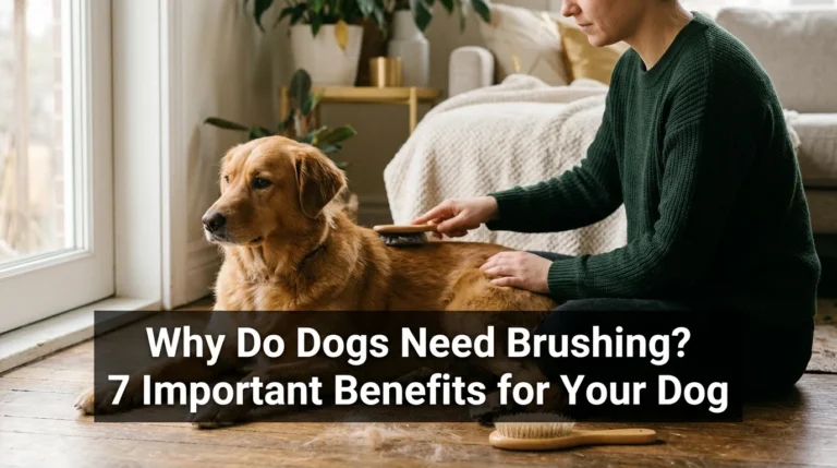 Dog being gently brushed at home to show why dogs need brushing regularly